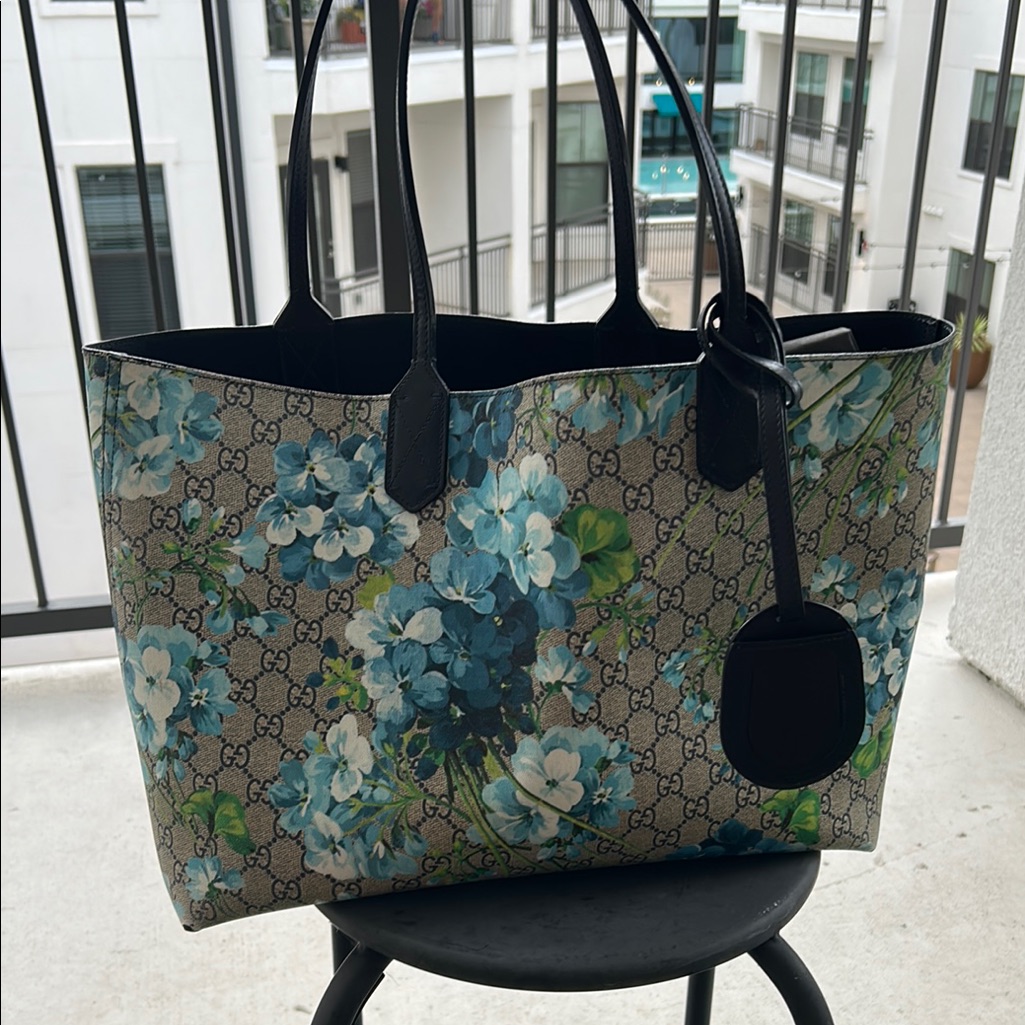 Gucci Blue Bloom Floral Tote